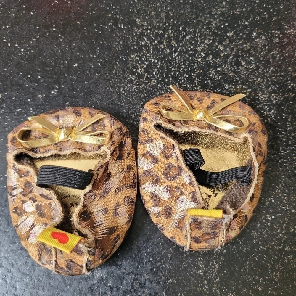 Build A Bear Leopard Print Shoes with Gold Bow